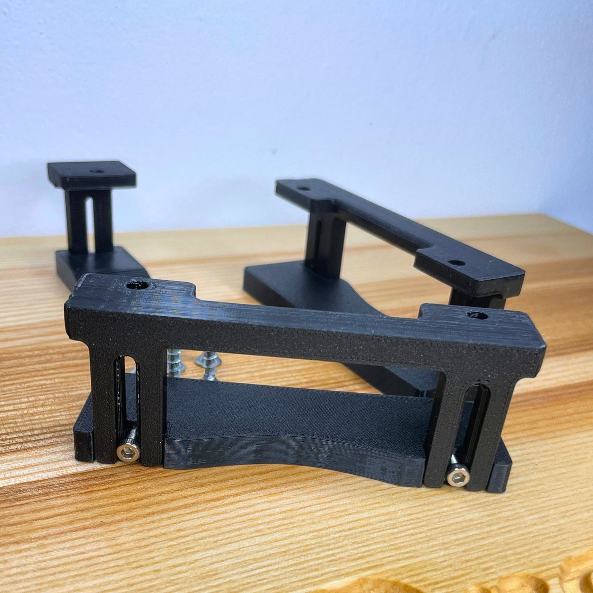 Adjustable 3D Printed Underdesk Laptop Holder - Black/White - Image 1