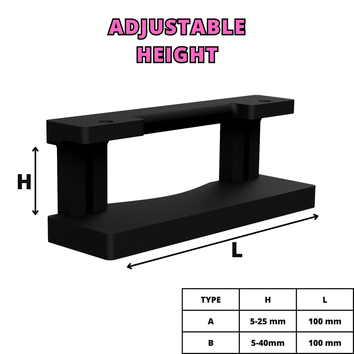 Adjustable 3D Printed Underdesk Laptop Holder - Black/White - Image 3