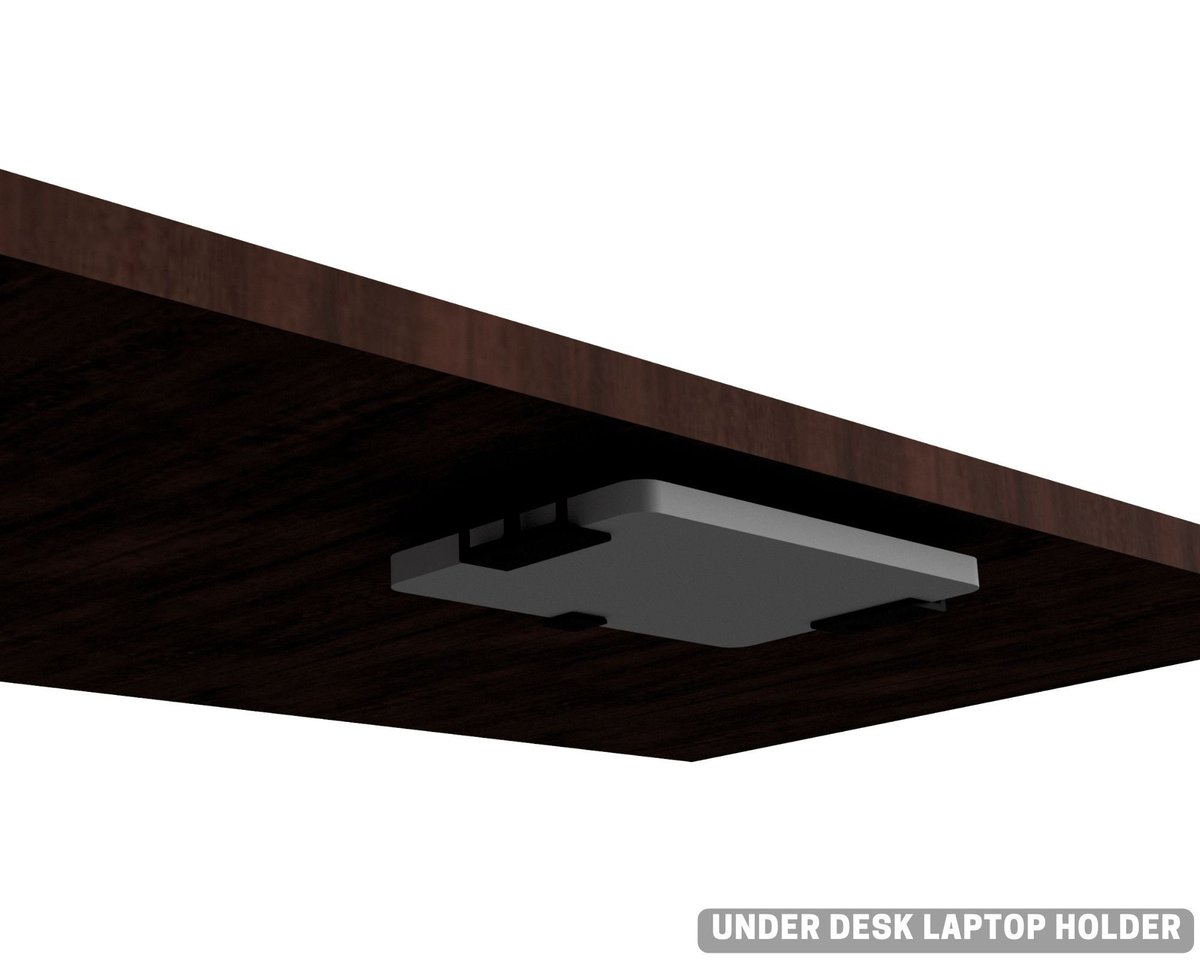 Adjustable 3D Printed Underdesk Laptop Holder - Black/White - Image 5