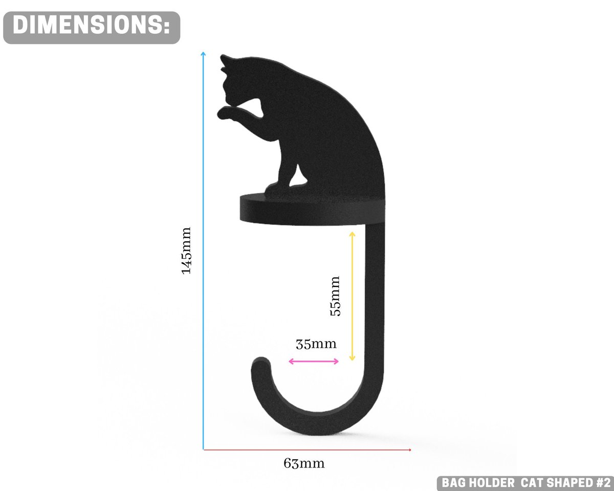 Cat-Shaped Purse Hook | Bag Hanger | Desk Organizer - Image 4