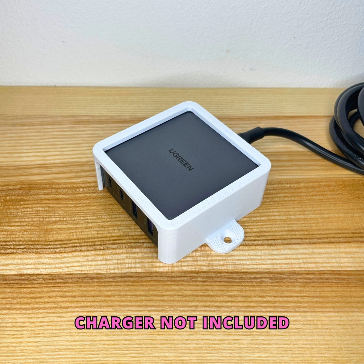 Custom Bracket for UGREEN Nexode 65W and 100W USB C Charger - PLA Mount with Assembly Screws - Image 2