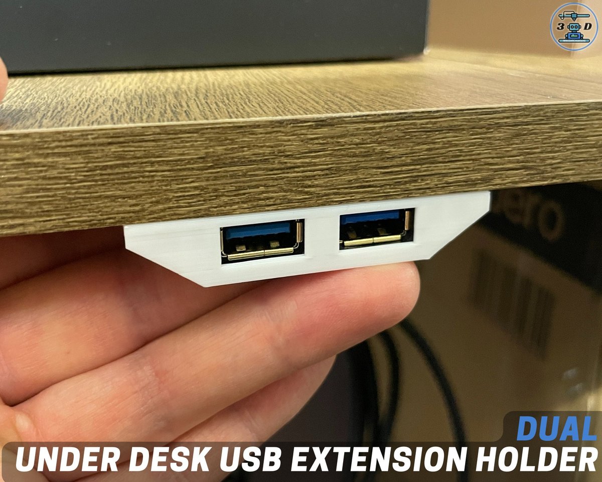 Dual Under Desk USB extension Holder | USB desk organizer | UGREEN usb extension cable holder - Image 1