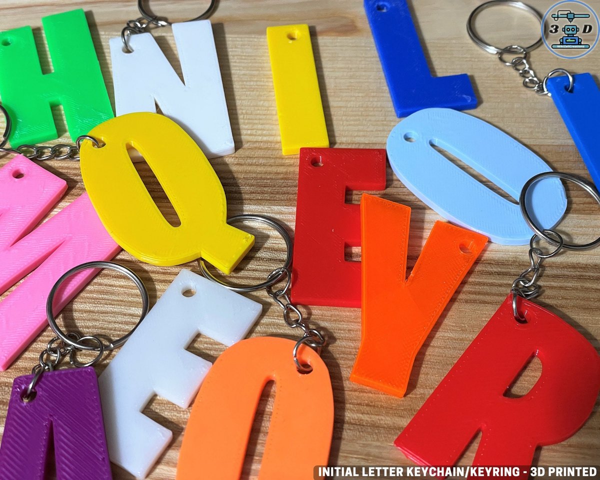 Initial Letter Keychain/Keyring - 3D Printed in Your Choice of Color (A-Z Available) - Image 1