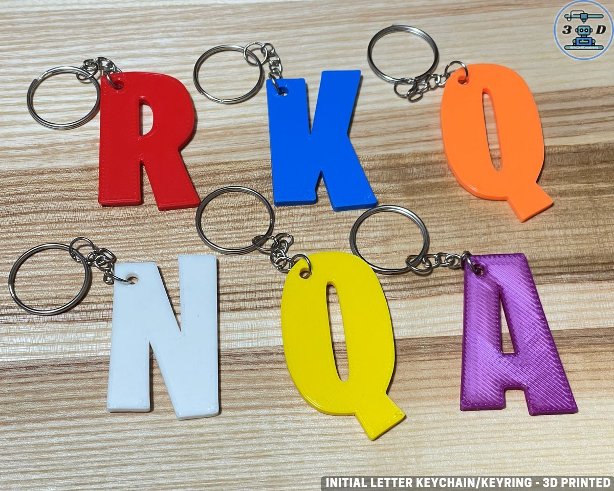 Initial Letter Keychain/Keyring - 3D Printed in Your Choice of Color (A-Z Available) - Image 2