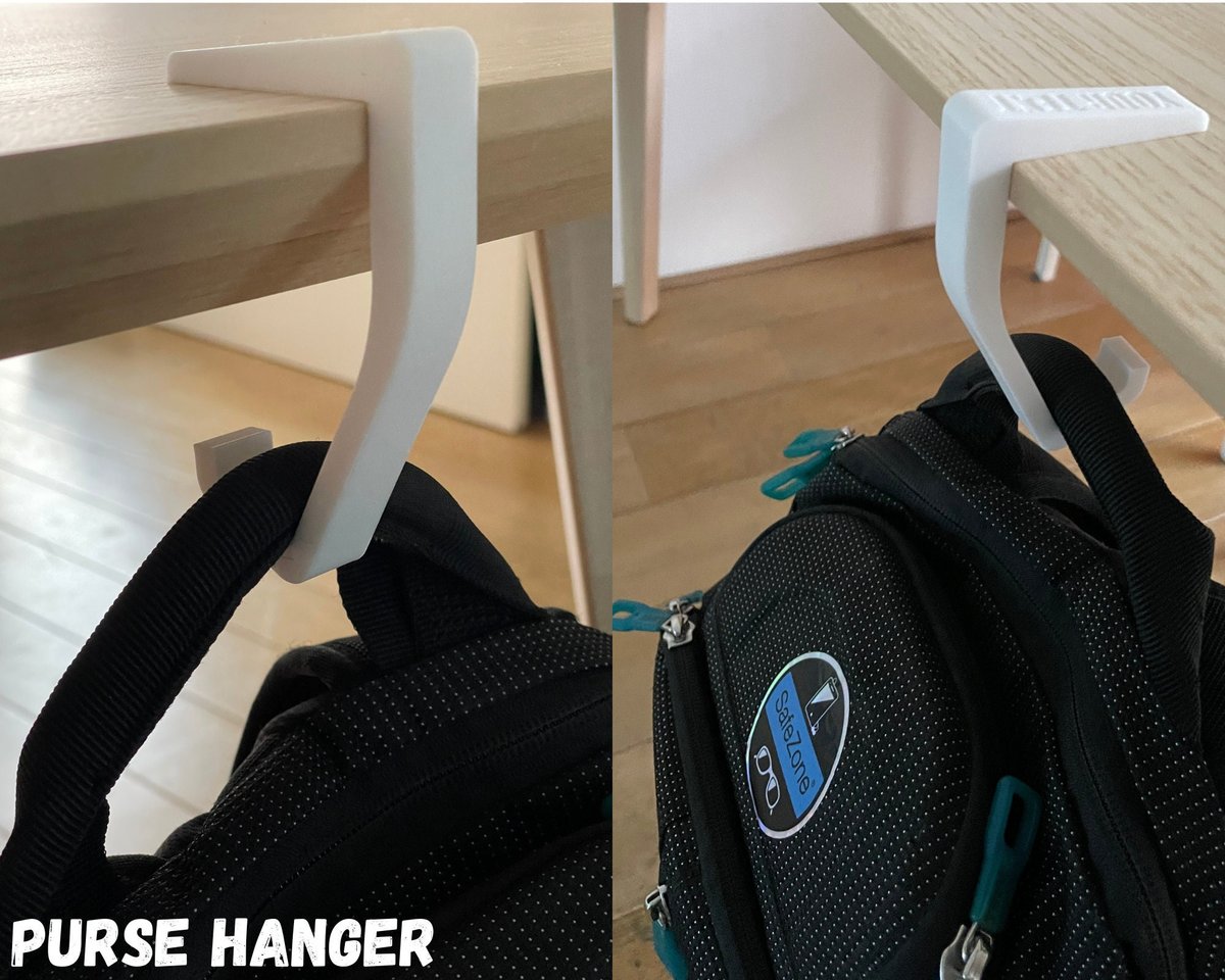 Minimalist 3D-Printed Bag Hanger – Customizable Purse Hook for Desk & Chair - Image 3