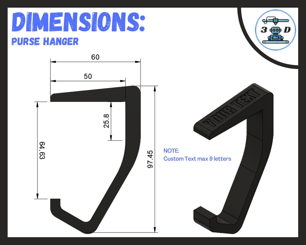 Minimalist 3D-Printed Bag Hanger – Customizable Purse Hook for Desk & Chair - Image 4
