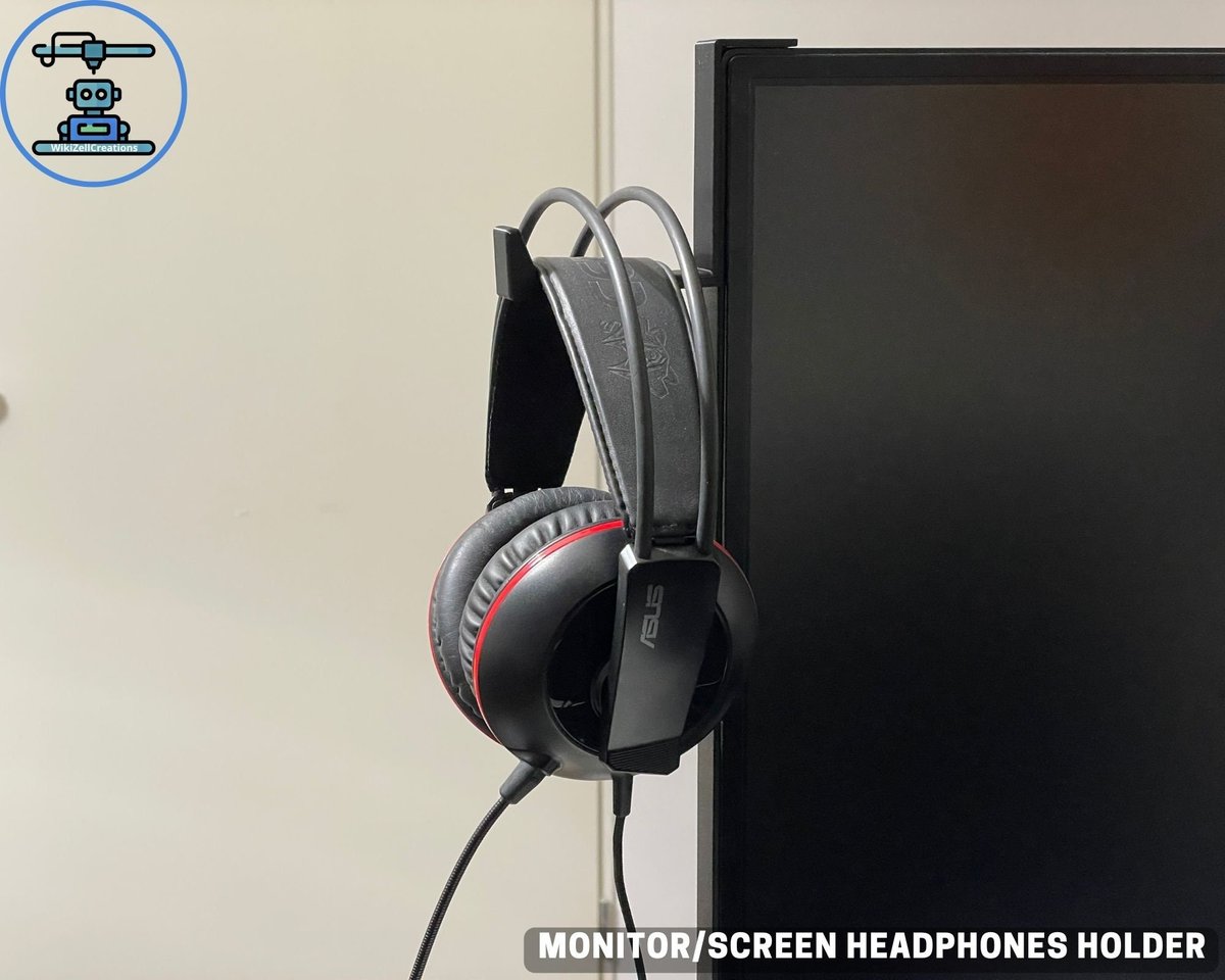 Minimalist 3D-Printed Headphone Holder for Monitor – Sleek & Functional Desk Accessory - Image 1