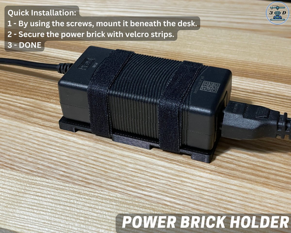 Mount for Power Bricks: Declutter Your Workspace - Image 1