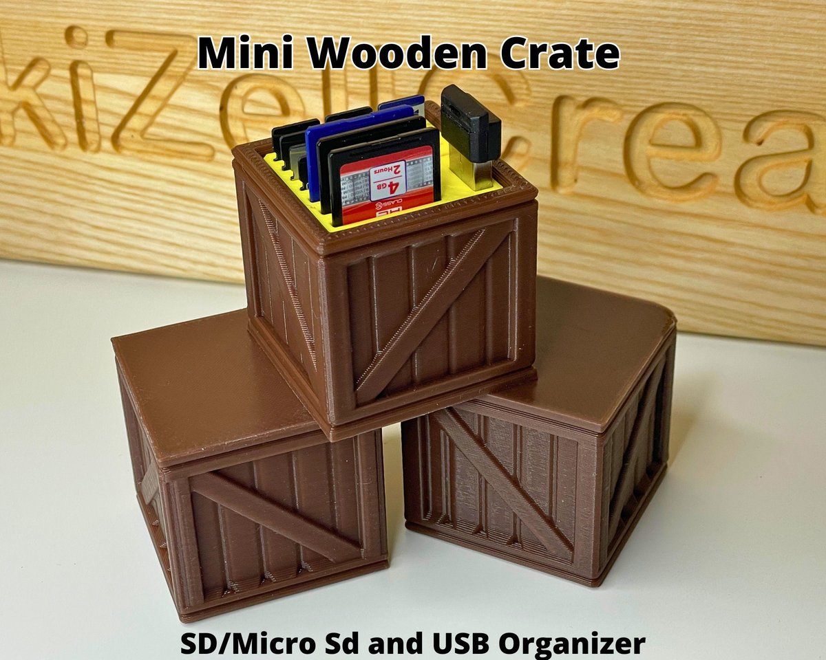 SD Card Holder Mini Wooden Crate / Micro SD holder / Storage / Organizer / Desk Storage / Office / Office Gift / USB Holder - Image 1