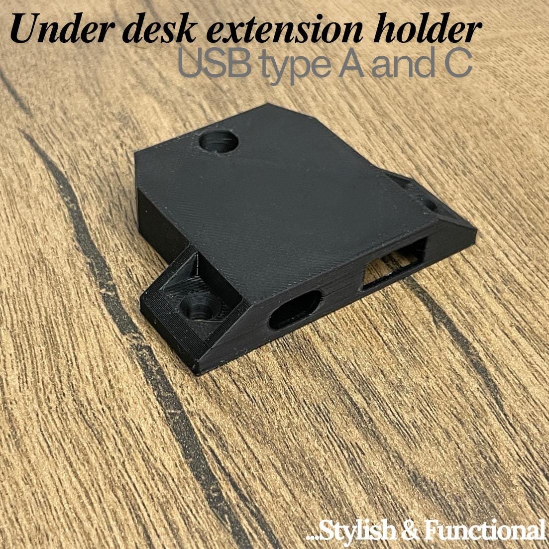 USB-A & USB-C - Dual Under Desk USB Extension Holder | usbdesk organizer | ugreen usb extension cable holder - Image 2