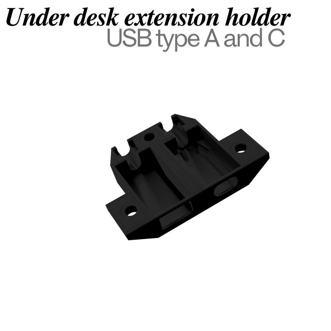 USB-A & USB-C - Dual Under Desk USB Extension Holder | usbdesk organizer | ugreen usb extension cable holder - Image 3