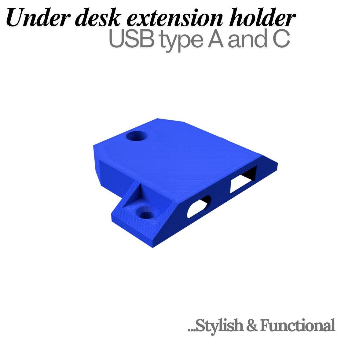 USB-A & USB-C - Dual Under Desk USB Extension Holder | usbdesk organizer | ugreen usb extension cable holder - Image 6