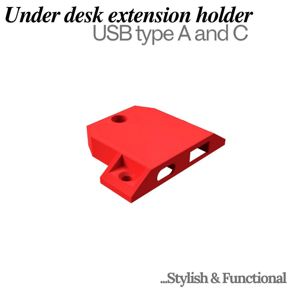USB-A & USB-C - Dual Under Desk USB Extension Holder | usbdesk organizer | ugreen usb extension cable holder - Image 7