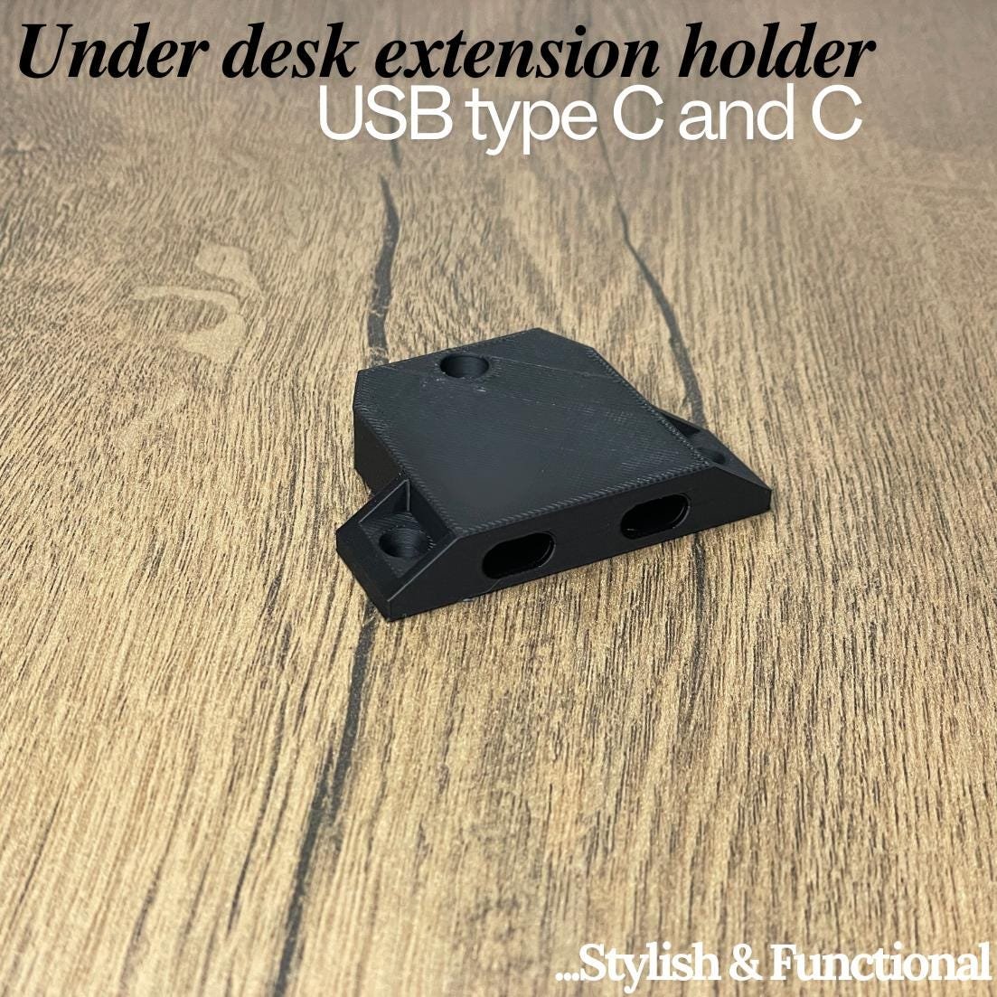 USB-C & USB-C - Dual Under Desk USB Extension Holder | usbdesk organizer | ugreen usb extension cable holder - Image 1