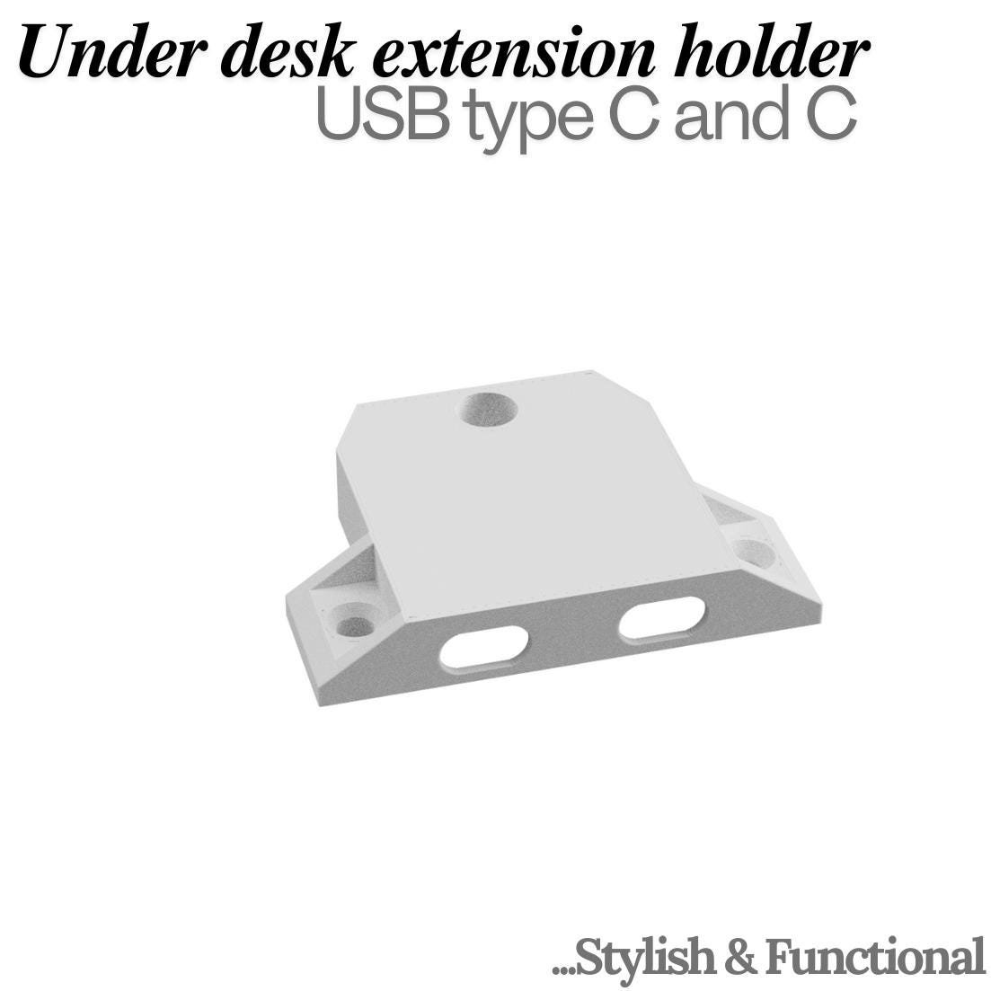 USB-C & USB-C - Dual Under Desk USB Extension Holder | usbdesk organizer | ugreen usb extension cable holder - Image 2