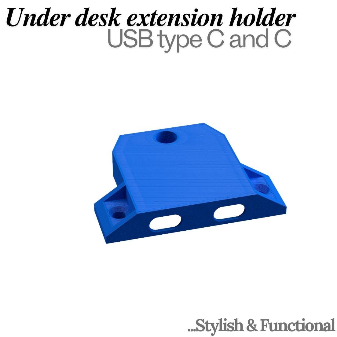 USB-C & USB-C - Dual Under Desk USB Extension Holder | usbdesk organizer | ugreen usb extension cable holder - Image 3