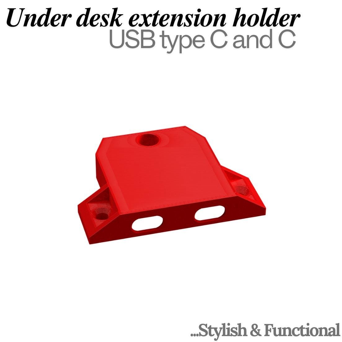 USB-C & USB-C - Dual Under Desk USB Extension Holder | usbdesk organizer | ugreen usb extension cable holder - Image 4