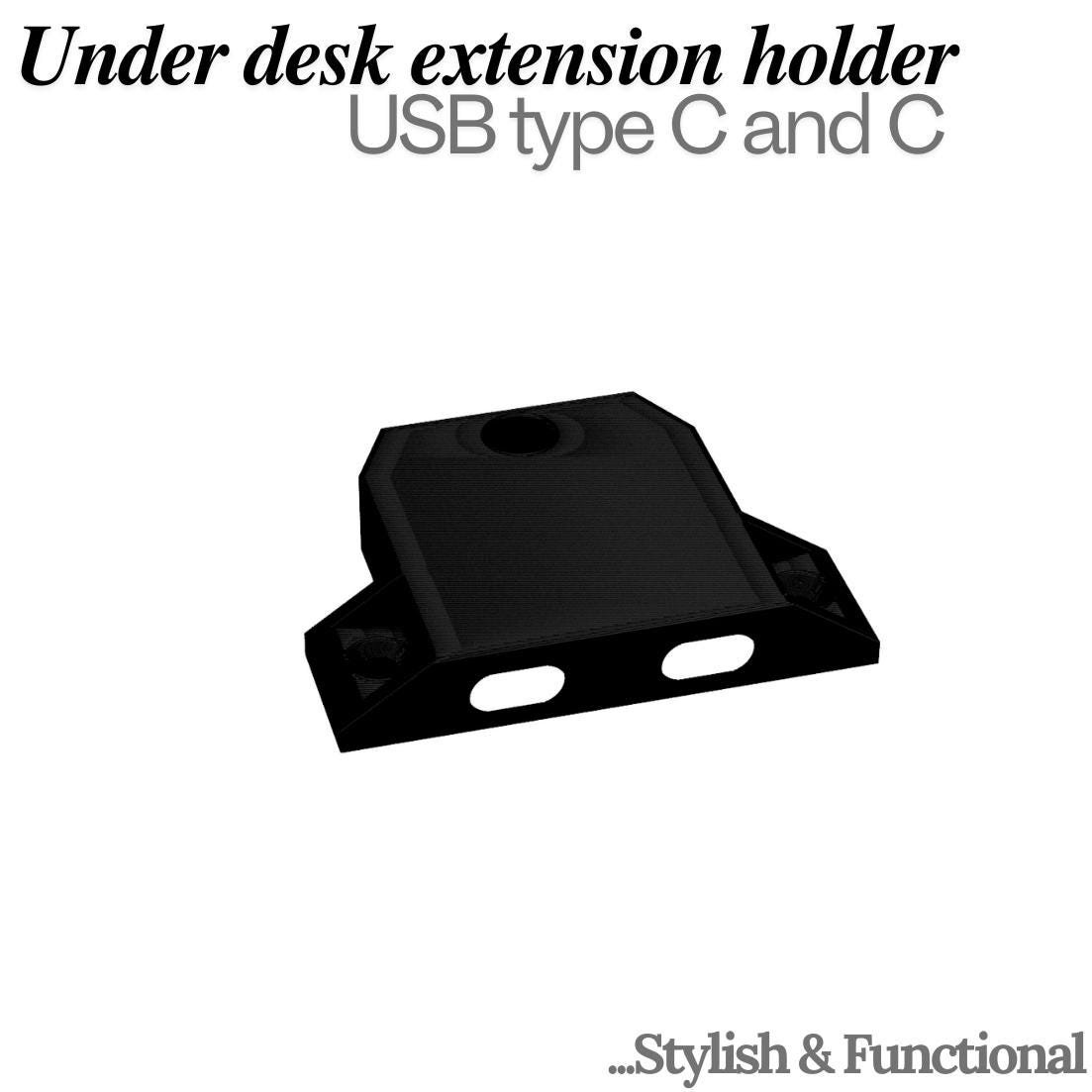 USB-C & USB-C - Dual Under Desk USB Extension Holder | usbdesk organizer | ugreen usb extension cable holder - Image 5