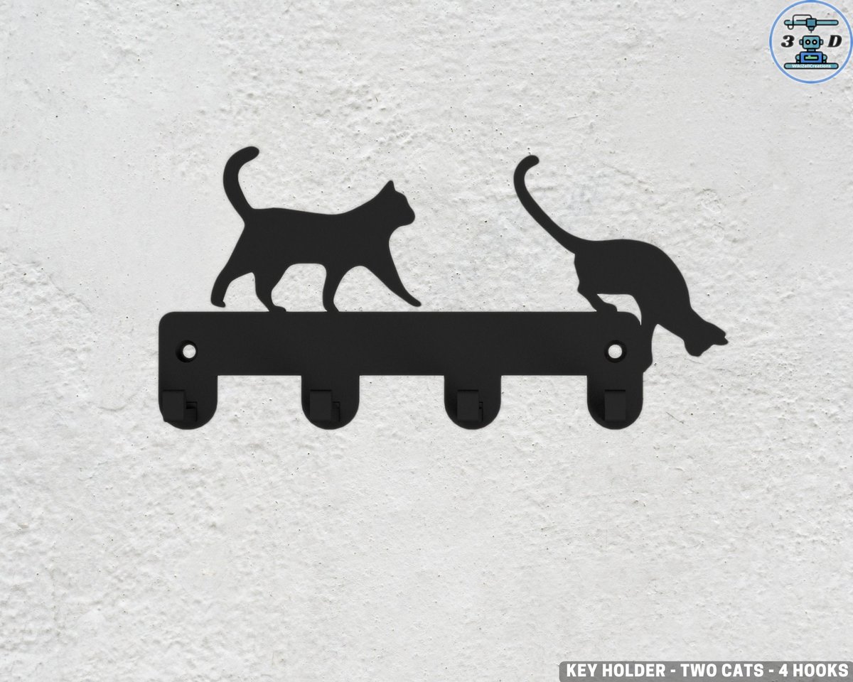 Wall Mount Key Holder Cat shaped (4 Hook Rack) - Image 1